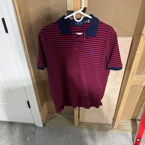 Polo by Ralph Lauren Navy Collar Red & Navy Striped Polo